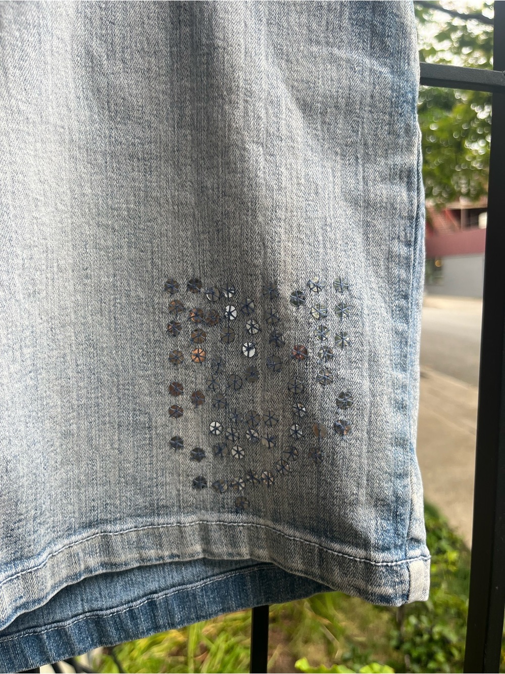 Light Blue Women's Denim Jeans skirt with Silver Detail